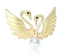 Swan Pearl Brooch Costume Pin Buckle Silk Scarf Buckle, Sub-Gold