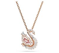 Swan pendant, Mixed cuts, Swan, Pink, 18K rose gold finish