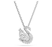 Swarovski Swan Pendant, White, Rhodium Plated