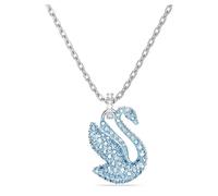 Swarovski Iconic Swan Pendant Necklace, Blue and White Crystals in a Rhodium Plated Setting, from the Iconic Swan Collection