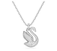 Swan pendant, Swan, Medium, White, Rhodium plated