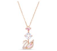 Swan pendant, Swan, Pink, Rose gold-tone plated