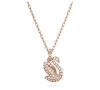 Swan pendant, Swan, Small, White, Rose gold-tone plated