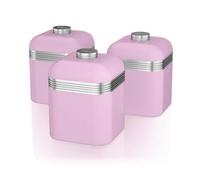 Swan Pink Retro Set Of 3 Canisters