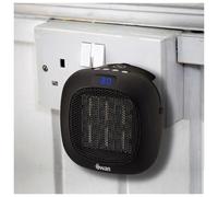 Swan Plug-In Ceramic Space Heater - Low Energy, Wall-Plug Design, Dual-Speed Fan, LED Display, Overheat Protection, 15-30C Thermostat