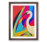 Swan Pop Art Framed Print | A2 Walnut Framed Wall Art | Ready to Hang | Pop Art Animal Picture | Living Room Bedroom Lounge Office
