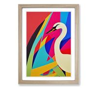 Swan Pop Art Framed Wall Art Print, Ready to Hang Picture for Living Room Bedroom Home Office, Oak A2 (48 x 66 cm)