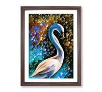 Swan Portrait No.5 Framed Print | A2 Walnut Framed Wall Art | Ready to Hang | Modern Animal Picture | Living Room Bedroom Lounge Office