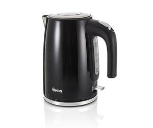 Swan Products Townhouse 1.7L Jug Kettle, Stylish Modern Design, Removable Filter, Automatic Cut-Off, 2200W, Overheat Protection, Black, SK14015BN