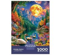 Swan Puzzle 1000 Piece, Jigsaw Puzzle Challenge Eco-friendly Paper Puzzle for Adults & for Age 14 And Up 38x26cm/1000pcs