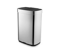 Swan Rectangular Sensor Bin with Hands-Free Opening Using Motion Sensor Technology, Ozone Odour Sterilisation, Bin Liner Retainer Ring, Large 65L Capacity, Stainless Steel
