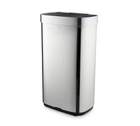 Swan Rectangular Sensor Bin with Hands-Free Opening Using Motion Sensor Technology, Ozone Odour Sterilisation, Bin Liner Retainer Ring, Extra-Large 80L Capacity, Stainless Steel