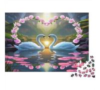 Swan Recycled Paper for Adults: Swans with Glowing Heart Educational Game Decompression 1000 Pieces 52x38cm/1000pcs