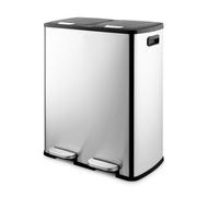 Swan Recycling Bin Dual Compartment 60L Stainless Steel Finish Pedal Waste Bin