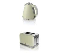 Swan Retro 1.5 Litre Jug Kettle and 2 Slice Toaster Green