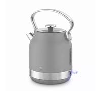 Swan SK14631GRY Retro Traditional Kettle, Rapid Boil, Removable Limescale Filter, Easy Pour, 360 Degree Base, Water Indicator Window and Boil Dry Protection 1.7L, 3KW, Grey and Stainless Steel