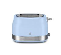 Swan ST19028BLU Retro 2 Slice Toaster with 6 Browning Levels for Toast, Bagels, Breakfast Muffins, Defrost/Reheat/Cancel, Hidden Cord Storage, Non-Slip Feet, 930W, Blue and Stainless Steel