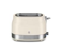 Swan ST19028C Retro 2 Slice Toaster with 6 Browning Levels for Toast, Bagels, Breakfast Muffins, Defrost/Reheat/Cancel, Hidden Cord Storage, Non-Slip Feet, 930W, Cream and Stainless Steel