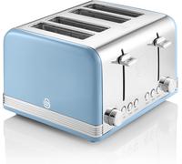 Swan Retro 4 Slice Toaster 1600W Defrost/Reheat Cancel Functions - Blue