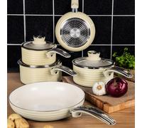 Swan Retro 5 Piece Pan Set in Cream Vintage Kitchen Cookware.5 Year Guarantee