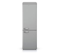 Swan Retro 70/30 Fridge Freezer with 4 Glass Shelves, 3 Freezer Drawers, Salad Crisper, Chrome Wine Rack, Grey, SR11020GRNE