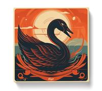 Swan Retro Art No.1 Canvas Print | Gallery Wrapped 30mm Frame Wall Art | 20x20 inches | Ready to Hang | Retro Bird Picture | Living Room Bedroom Lounge Office
