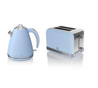 SWAN RETRO BLUE 1.5 Litre Jug Kettle & Blue 2 Slice Toaster Set