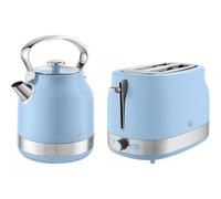 Swan Retro Kitchen Set, 1.7L Rapid Boil Traditional Kettle and 2 Slice Toaster, Non-Slip Feet, Blue, SK14631BLU & ST19028BLU