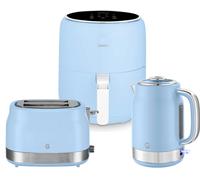 Swan Retro Blue Kitchen Set Kettle Toaster & 4.5L Digital Air Fryer Bundle Set