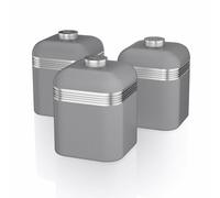 Swan Retro Canisters X 3 In Grey TEA, COFFEE, SUGAR, SWKA1020GRN
