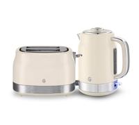 Swan Retro Revive Kitchen Set, 1.7L Rapid Boil Jug Kettle and 2 Slice Toaster, 930W, Cream, SK19025C & ST19028C