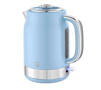 Swan Retro Cordless Electric Kettle 1.7L Blue Fast Boil 360 Base Boil Dry Safe