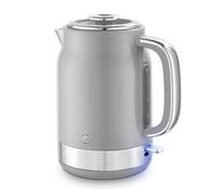Swan SK19025GRY Retro Jug Kettle, Rapid Boil, Removable Limescale Filter, Easy Pour, 360 Degree Base, Water Indicator Window and Boil Dry Protection 1.7L, 3KW, Grey and Stainless Steel