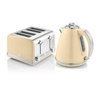 Swan Retro Cream Kettle And 4 Slice Toaster Set