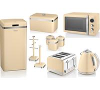 SWAN Retro Cream Kettle Toaster Microwave Sensor Bin & Kitchen Storage Set of 10 [EEK: Compliant]