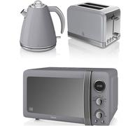 Swan Retro Digital 20L Microwave 1.5L Jug Kettle & 2 Slice Toaster Set