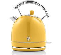Swan Retro Electric Kettle 1.8 Liter, Vintage Design, Automatic Shut-Off Strix Controller, Wireless, Stainless Steel, BPA-Free, 3000W, Yellow