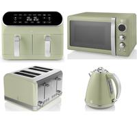 SWAN Retro Green Kettle Toaster Microwave Air Fryer Matching Set [EEK: Compliant]