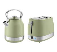 Swan Retro Kitchen Set, 1.7L Kettle and 2 Slice Toaster, Green EEJB350