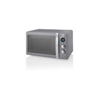 Swan Retro Grey 800W Digital Microwave: 20L Capacity, 5 Power Levels