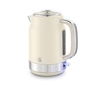 Swan SK19025C Retro Jug Kettle, Rapid Boil, Removable Limescale Filter, Easy Pour, 360 Degree Base, Water Indicator Window and Boil Dry Protection 1.7L, 3KW, Cream and Stainless Steel