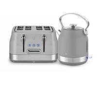 Swan Retro Kitchen Set, 1.7L Rapid Boil Kettle with 360 Degree Base, 3000W, and 4 Slice Toaster with 7 Browning Levels, 1860W, Grey, SK14631GRY & ST19029GRY