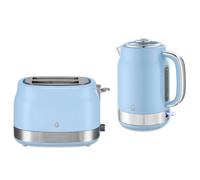 Swan Retro Kettle & Toaster Set Blue 1.7L Fast Boil 6 Browning Defrost Reheat