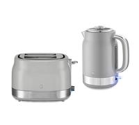 Swan Retro Kettle & Toaster Set Grey 1.7L Fast Boil 6 Browning Defrost Reheat