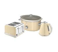 1.5L Kettle, 4 Slice Toaster & 3.5L Slow Cooker Retro Triple Pack Swan Cream One Size