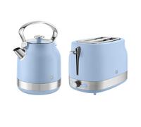 Swan Retro Kitchen Set, 1.7L Kettle and 2 Slice Toaster, Blue EEJB348