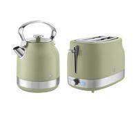 Swan Retro Kitchen Set, 1.7L Kettle and 2 Slice Toaster, Green EEJB350