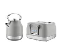 Swan Retro Kitchen Set, 1.7L Kettle and 4 Slice Toaster, Grey EEJB393