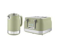Swan Retro Kitchen Set, 1.7L Rapid Boil Jug Kettle with 360 Degree Base and 4 Slice Toaster with 7 Browning Levels, 1860W, Green, SK19025GRN & ST19029GRN