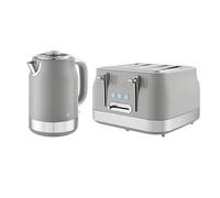 Swan Retro Kitchen Set, 1.7L Rapid Boil Jug Kettle with 360 Degree Base and 4 Slice Toaster with 7 Browning Levels, 1860W, Grey, SK19025GRY & ST19029GRY